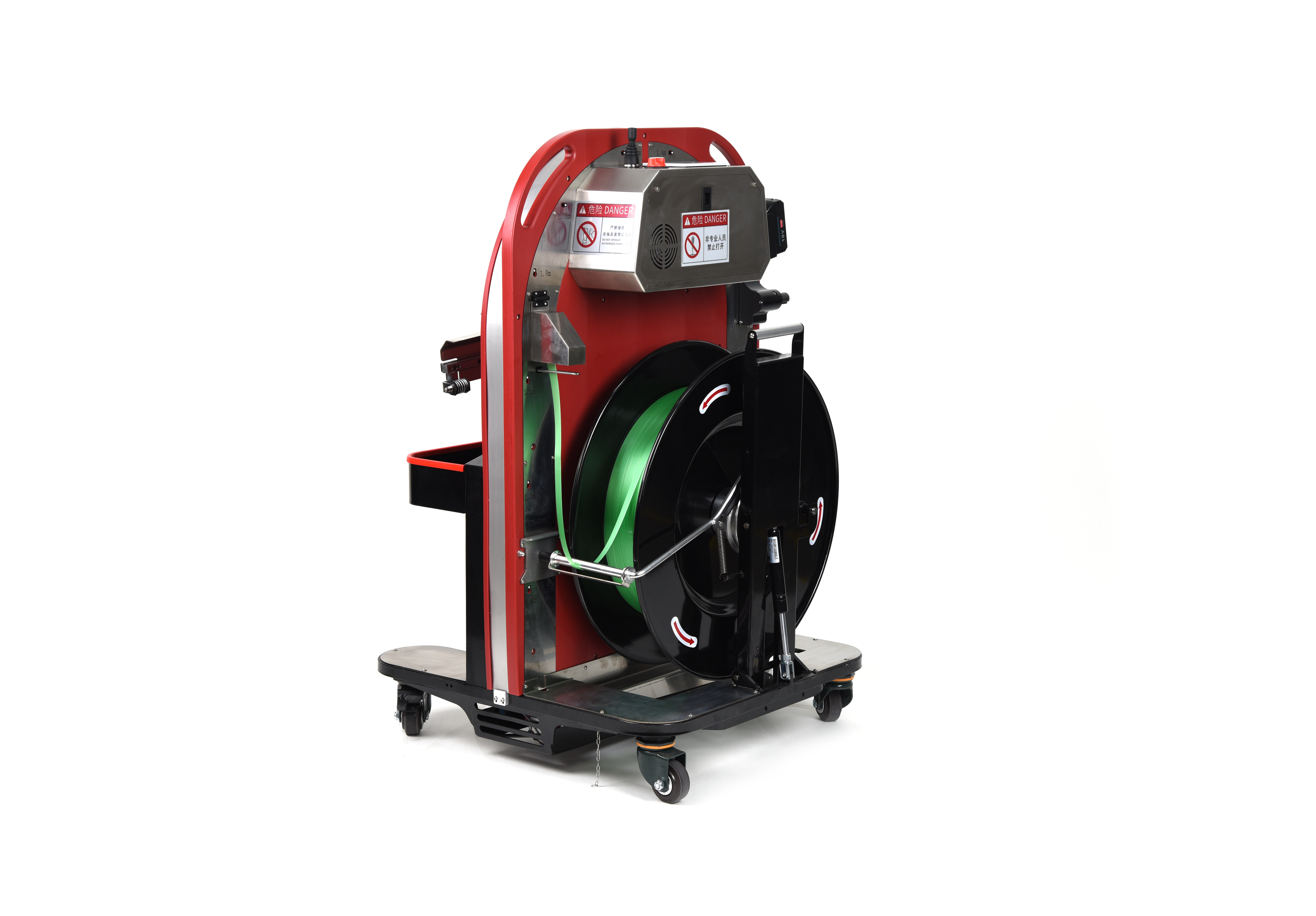 Macchina automatica alimentata a batteria VC-002 per infilatura, cinghie PP PET per imballaggio pallet di casse pesanti in legno