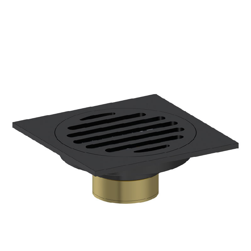 Black Square Frame Round Insert Floor Drain Anti-Clog Linear Grate for Shower