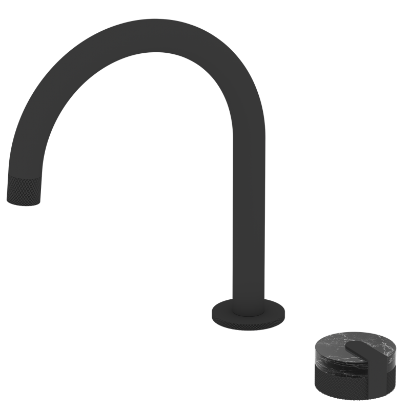 Modern Brass Sanitary Marble Handle Deck-mounted Bathroom Hot Cold Basin Mixer Tap