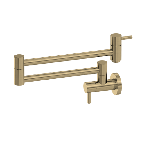 Grifo dosificador plegable con brazo oscilante para pared, en latón DZR, acabado cepillado, grifo mezclador de cocina