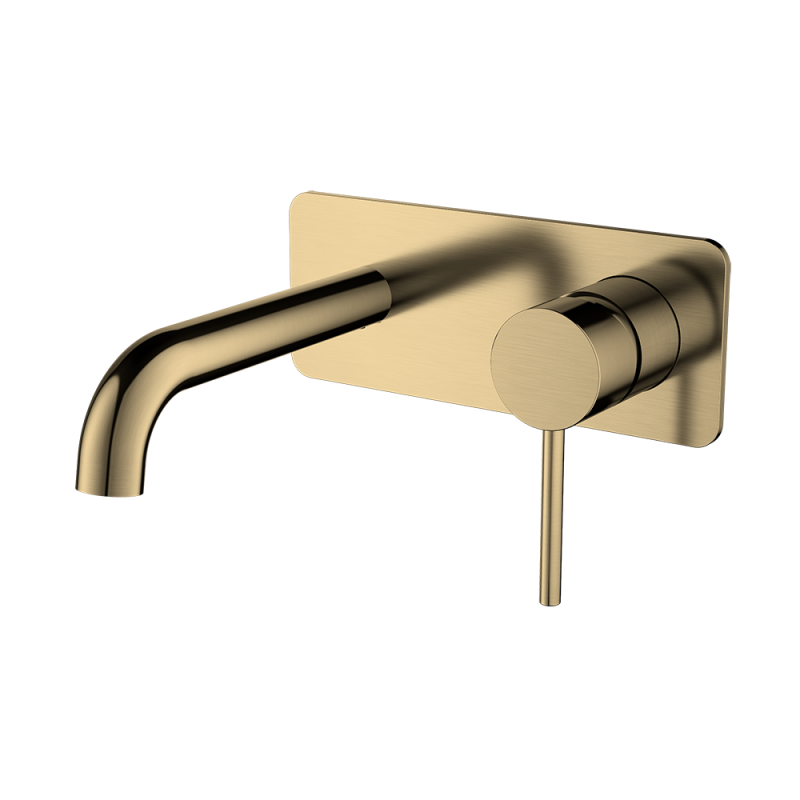 Brushed Gold Finish Wall-Mounted Single Handle Vanity Faucet
