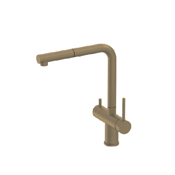 Modern Antique Bronze Pull-down Kitchen Sink Faucet Pull-Out Spray Food-Safe Brass