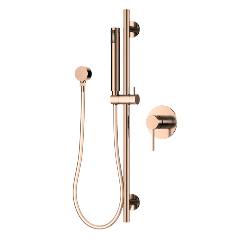 Brushed Rose Gold Wall-Mounted Bathroom Shower Mixer Set