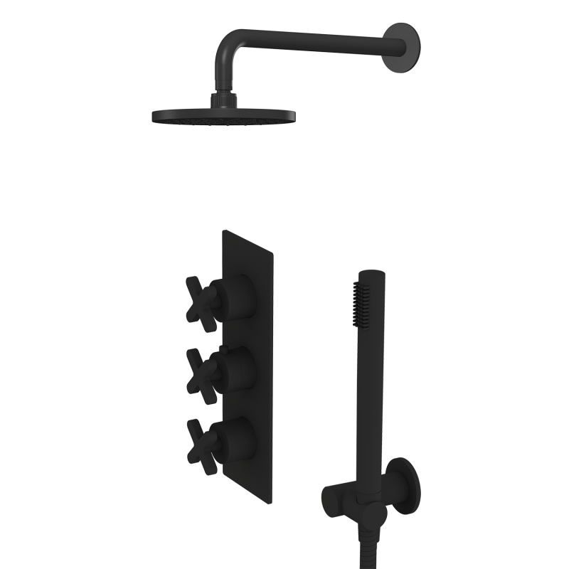 X Series High-End Brushed Golden Rain Hot Cold Shower Set