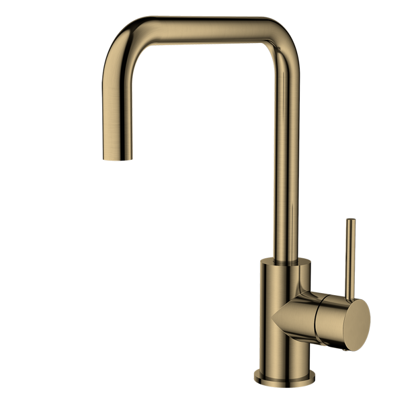 Single Lever 7-Shape Brushed Ti Gold Kitchen Sink Mixer Tap