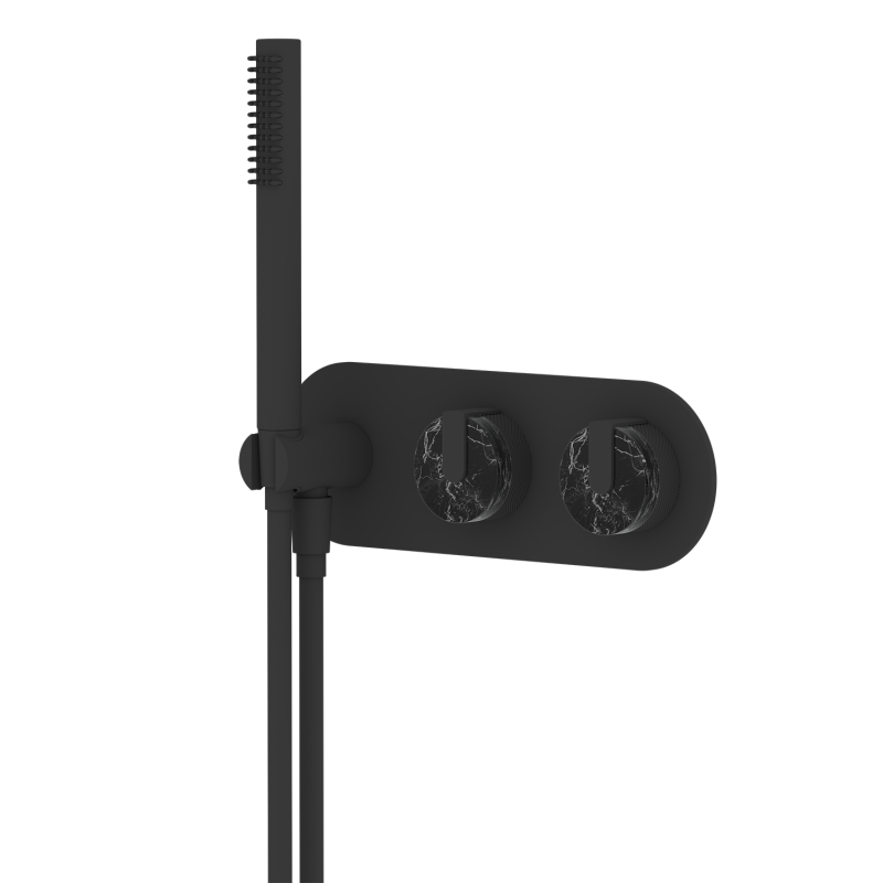 74 Series Concealed Shower Cover with Brushed Brass Handheld and Overhead Shower Dual Controls