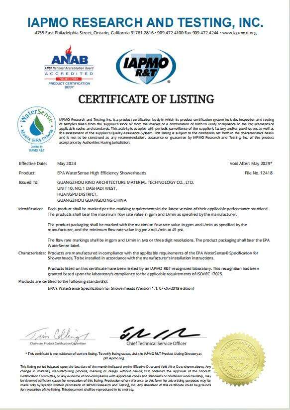 WaterSense Certification Program