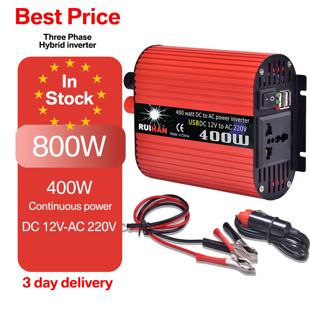400W 800W Power Inverter 12V DC to 110V AC Car Plug Adapter Outlet Converter with 2.1A Dual USB AC Car Charger for Laptop Computer