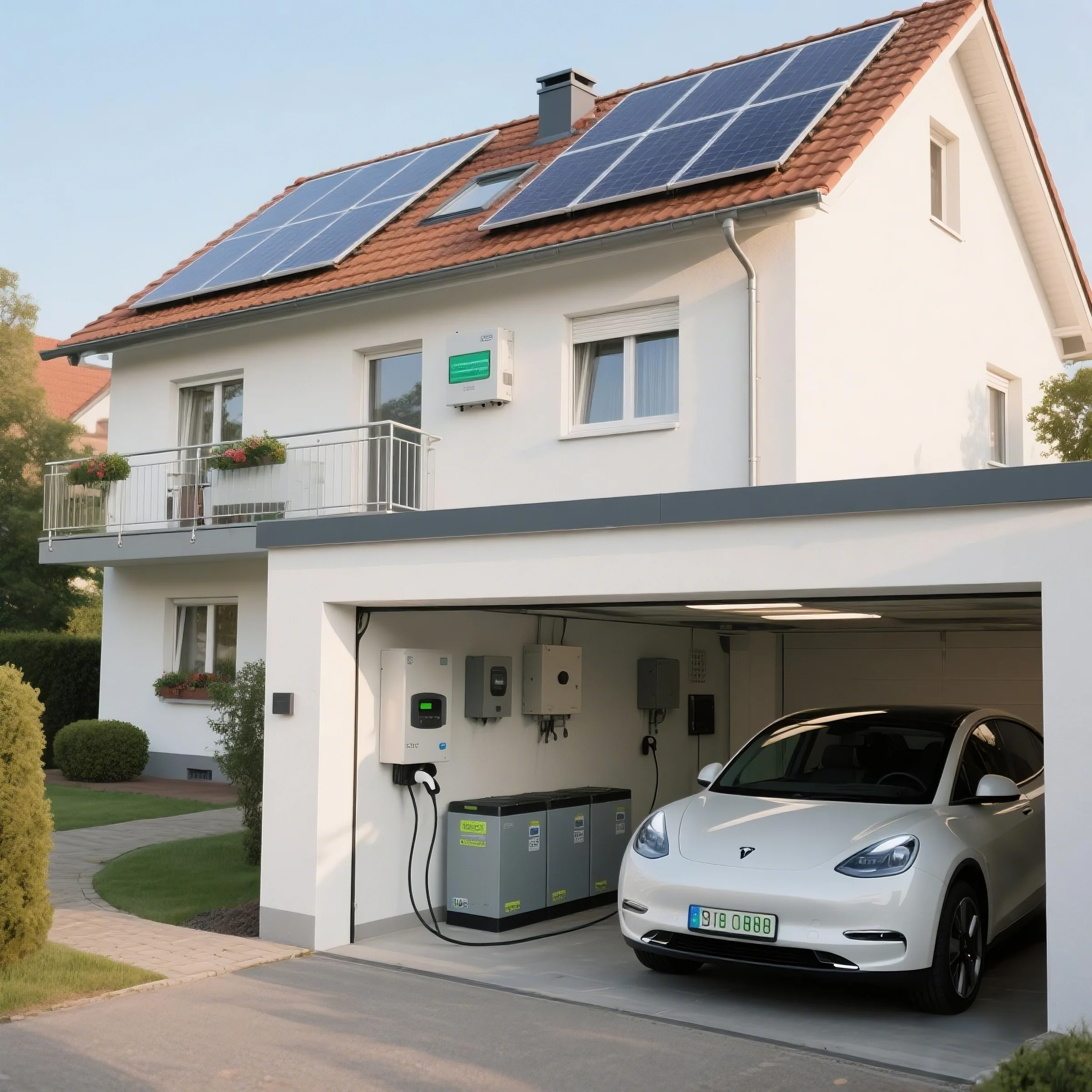 Przykład instalacji gospodarstwa domowego systemu fotowoltaicznego z magazynem energii w Hamburgu, Niemcy