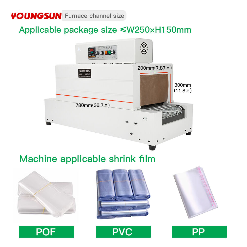 BS-3020 Mesh Thermal Shrink  Packaging Machine Wrap Shrinking Tunnel Machine  Plastic Commercial Farm Bottle Packing Machine