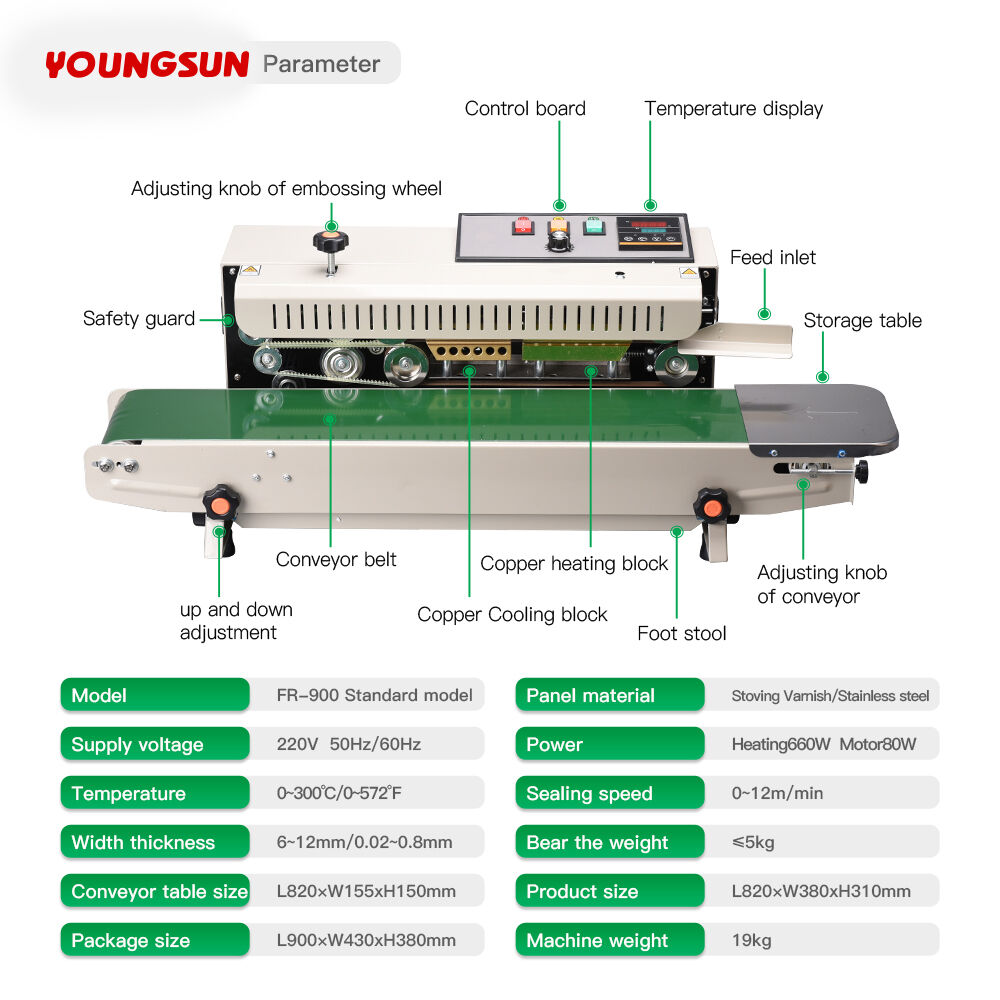 FR-900  Bag Sealing Machine Band Sealer Sealing Machine Heat Plastic Bag Food Bag Heat Sealer