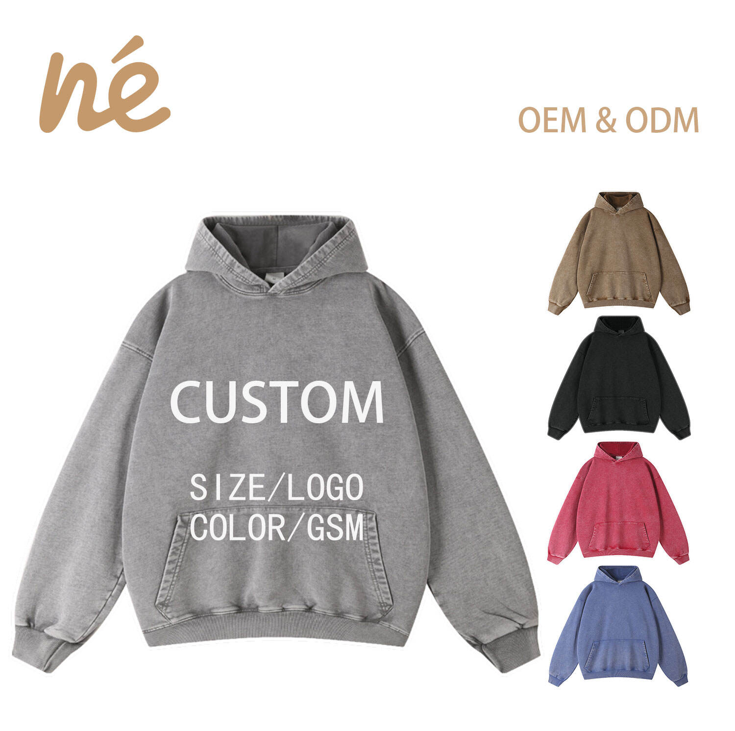 Washed distressed zip up hoodie | Polyester cotton Hoodie