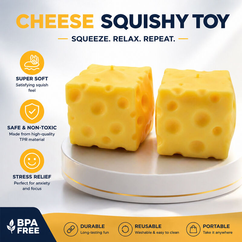 Wholesale Hot Selling TPR Square Cheese Soft Squishies Toy for Children
