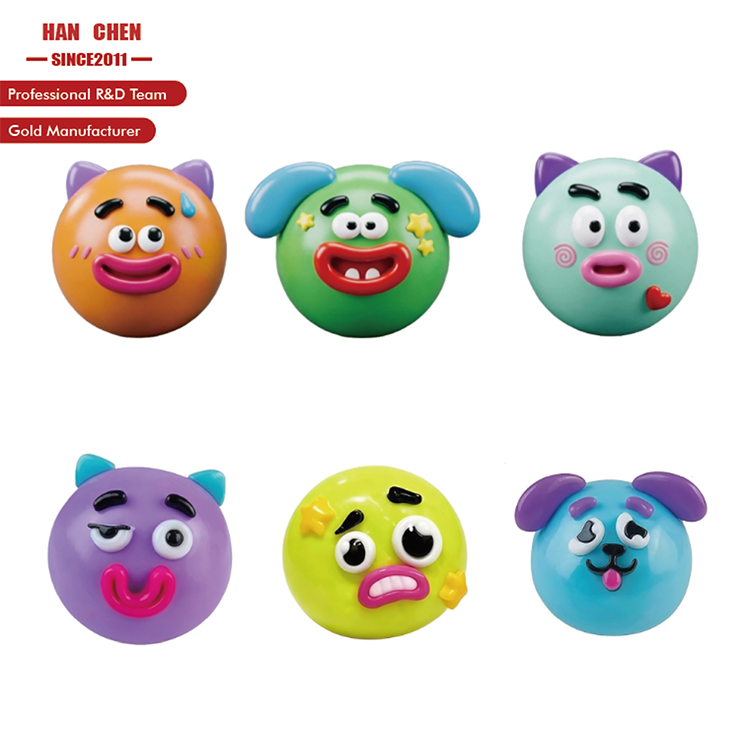Assorted Funny Expression Squishy Head Fidget Toys Stress Relief Novelty Gag Set