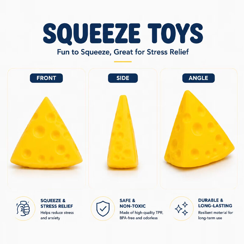 High Quality TPR Squishy Toy Triangle Cheese Squeeze Toy for Children's Stress Relief
