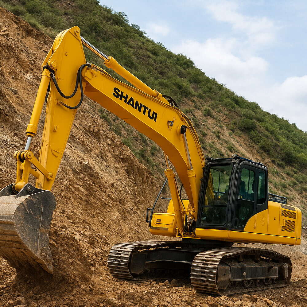This Shantui excavator is incredibly powerful, easily conquering hillside construction sites!