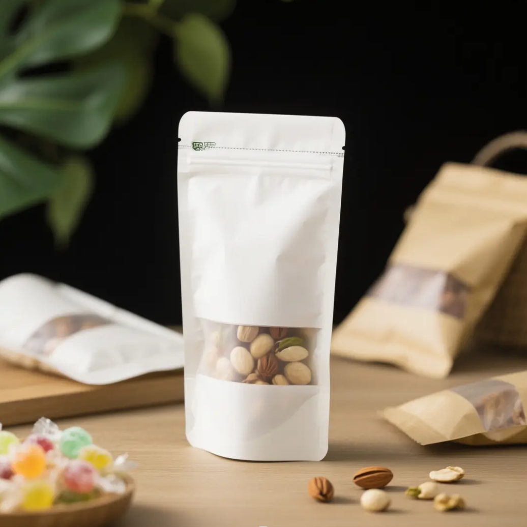 A new model for snack and dried fruit packaging bags! White kraft paper upright zipper bag, visually locking freshness to protect every delicious bite