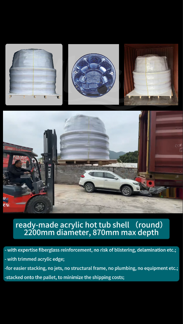 tässä on toinen erä pyöreitä kuumavesikylpyammejen kuoria. Asiakkaamme pitävät tästä DIY-ratkaisusta kuumavesikylpyjen valmistukseen