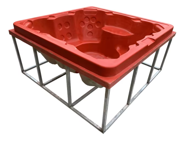8-Person Square Modern Design Wood-Fired Hot Tub All-Seater Bathhtub Mold Outdoor Use Resin Material Freestanding Soaking