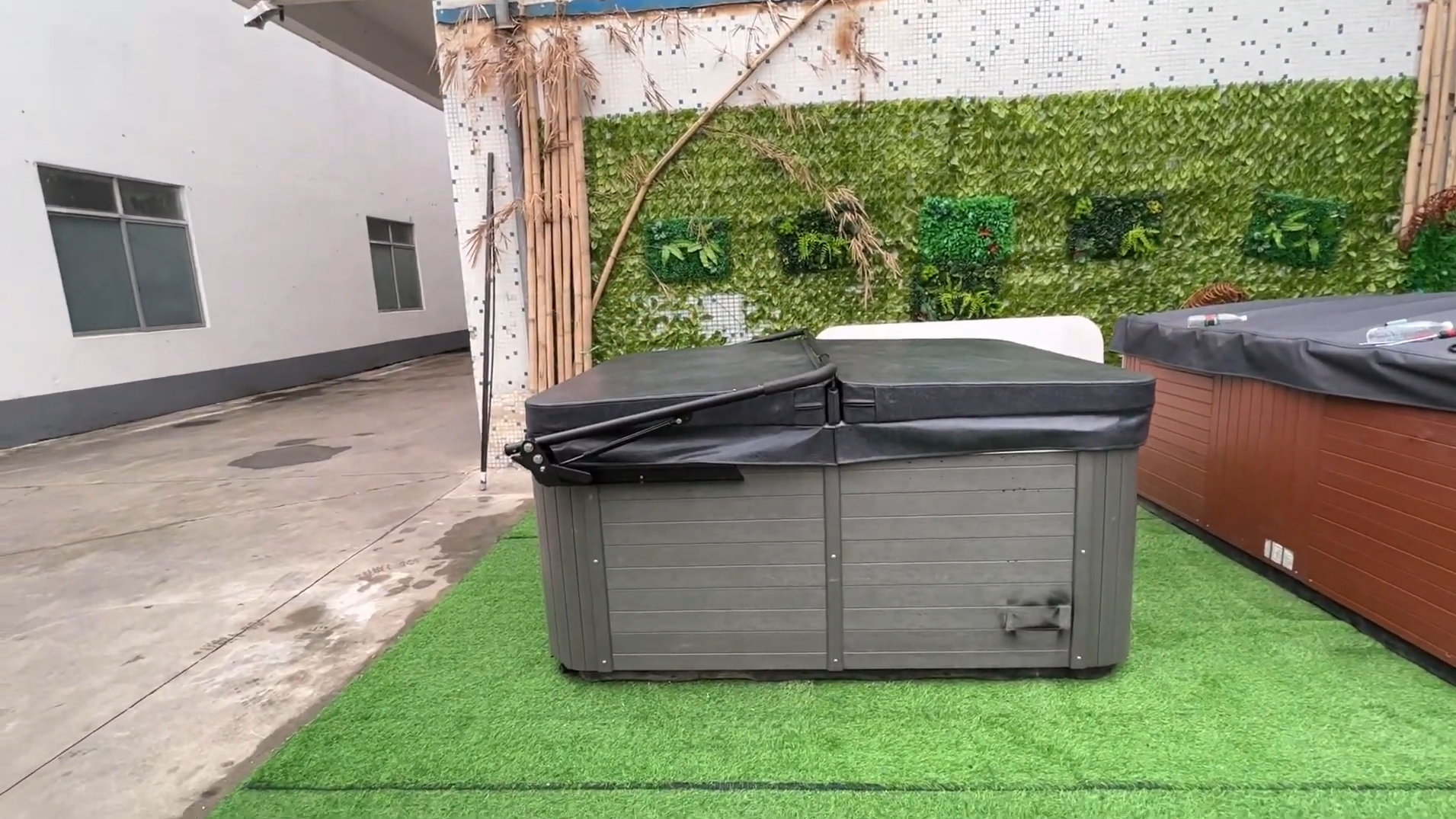  installation of spa cover lifter - cover assist ii by Xleisure, hot tub cover lift, spa cover cradle