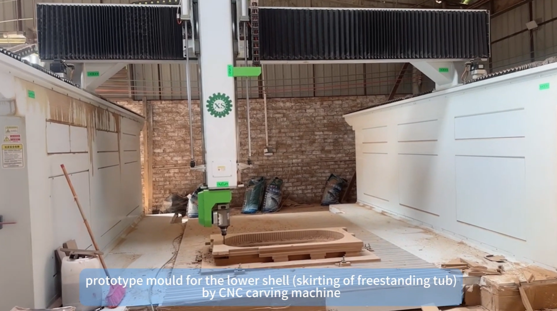 prototype moulds (upper + lower) for freestanding tub by CNC carving machine