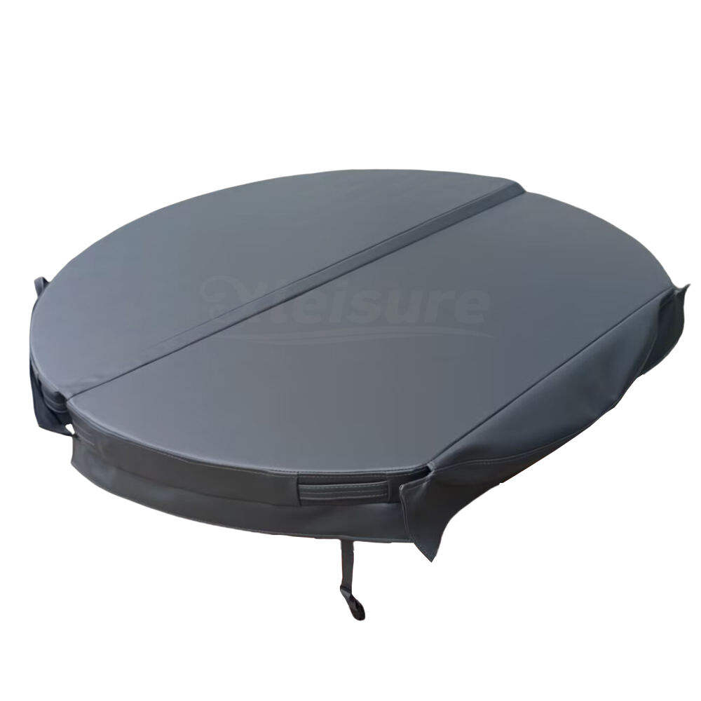 High Quality Grey Round Swim Spa Pool Cover with Modern Design Cut Edge & Faucet for Outdoor Hot Tub Spas