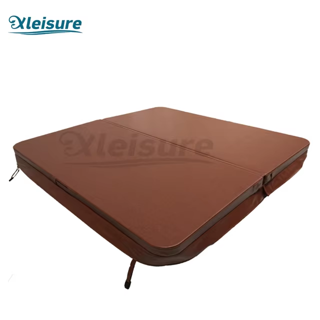 Modern 10-7cm Brown Spa Pool Cover Elegant round Design Swim Spa Cover for Hotels Parties Outdoor Square Hot Tub Accessories