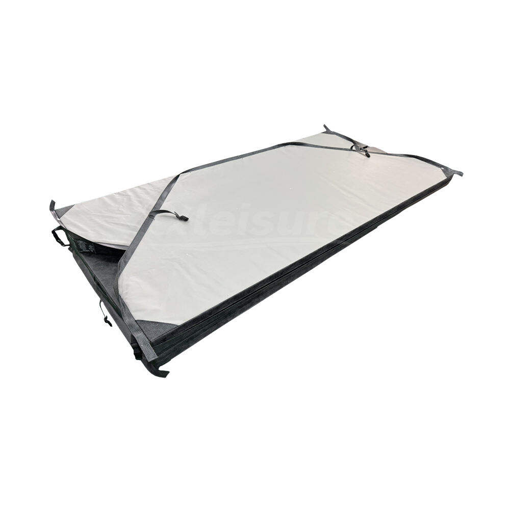 European Modern Outdoor Leather Swim Spa Cover 10-5cm Cold Plunge Ice Bath Therapy Grey Buckle Lock Hot Accessory Spa Tubs