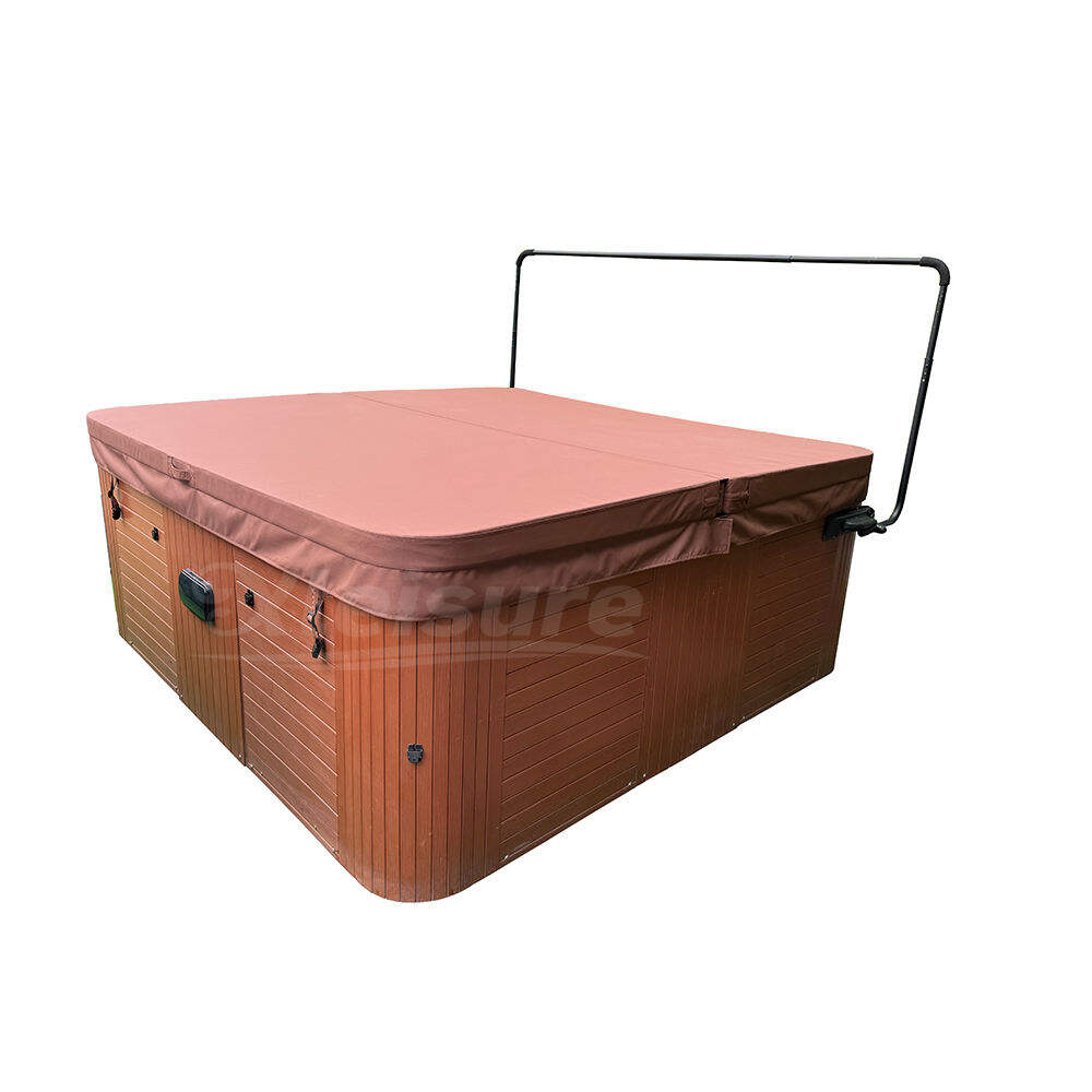 Custom-Built Reddish Brown Square Thermal Cover Insulation Lid High Quality Modern Design Spa Hot Tub for Outdoor Application