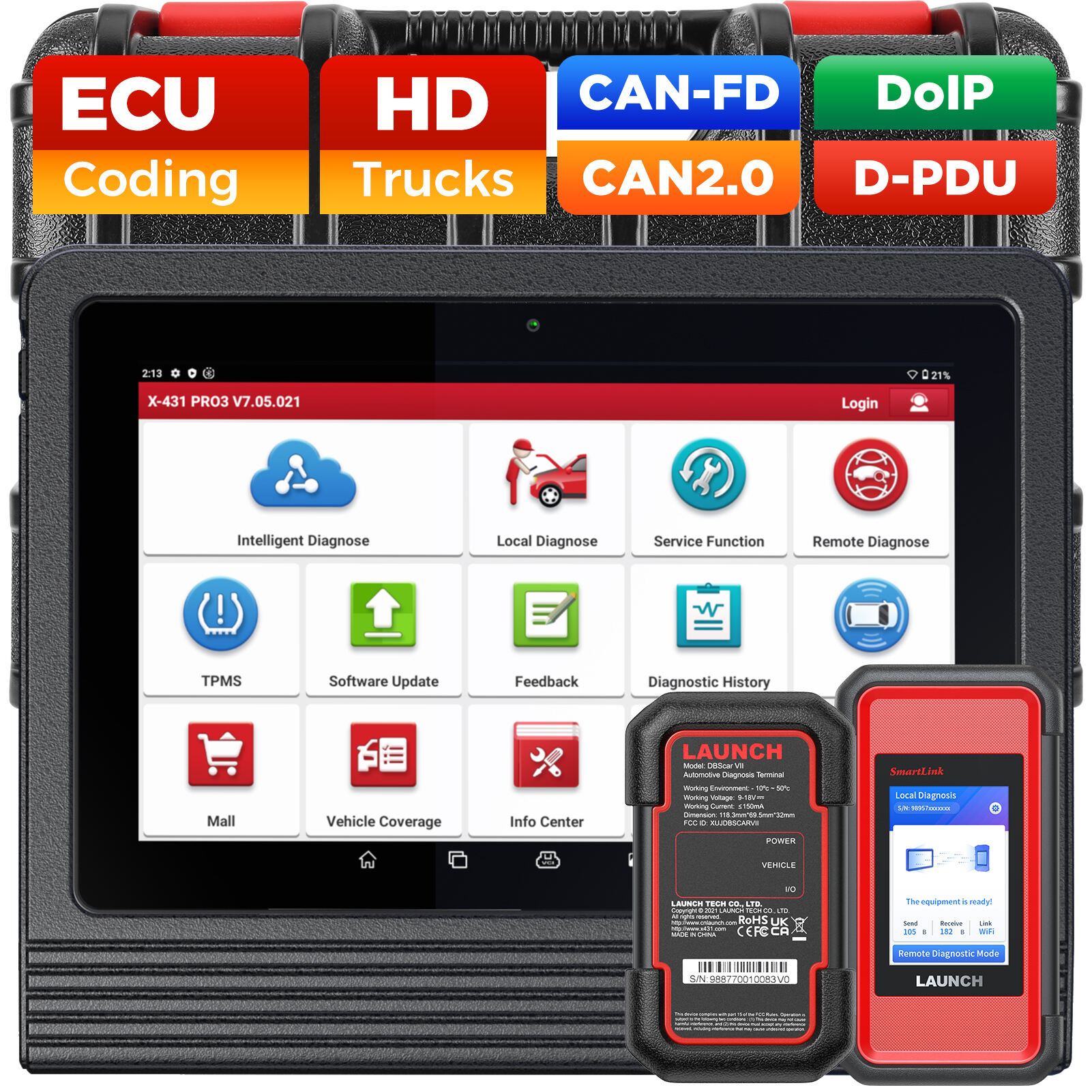 X431 V PLUS 5.0 Léithéid agus Smartlink HD