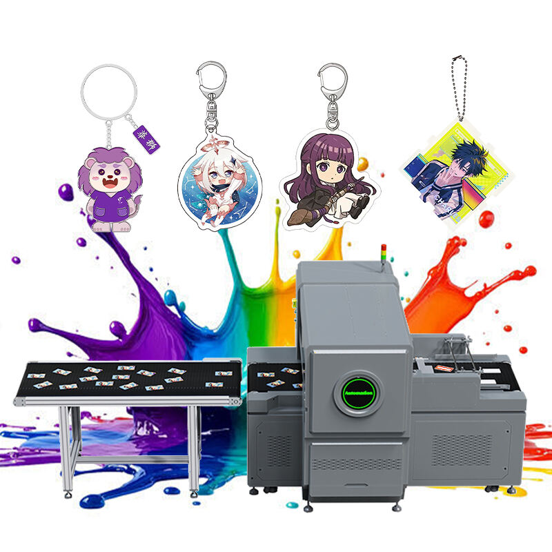 Industrial-grade X60 UV printer, ideal for mass production of vibrant anime keychains, the top choice for high-volume cultural and creative printing