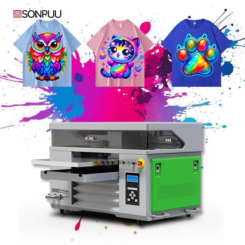 Sonpuu 4060 uv flatbed printer has high precision vivid colors & durable patterns for custom garments