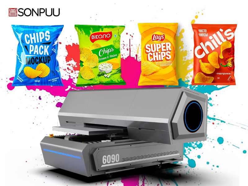 Using the 6090UV printer, eye-catching prints are applied to snack packaging bags, enhancing the visual appeal of the products.