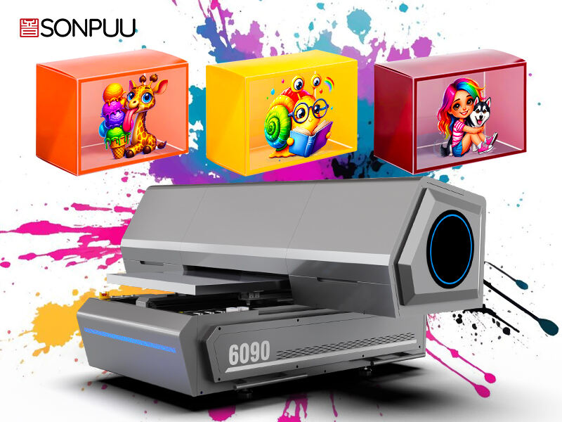 Using the 6090UV printer, print cute patterns on transparent boxes, unlocking new creative display methods.