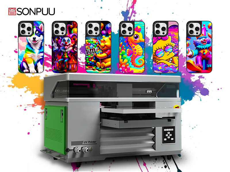 طابعة Sonpuu 4060 UV ذات سرير مسطح، طابعة عالية الأداء بسرعة عالية وخصائص طباعة متعددة