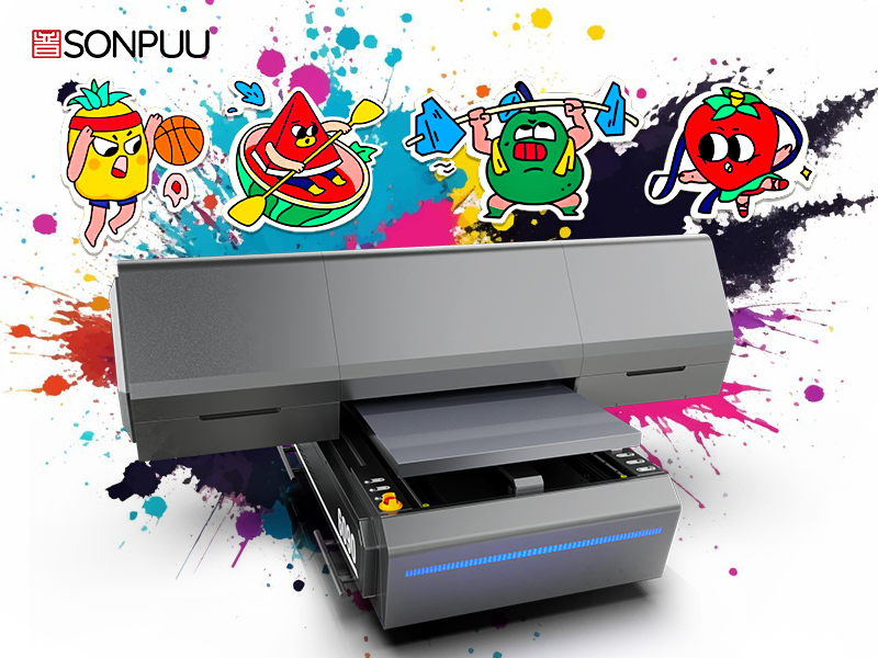 Sonpuu 6090 UV pisač koristi UV DTF tehniku za izradu svijetlih i dugotrajnih naljepnica za šalice