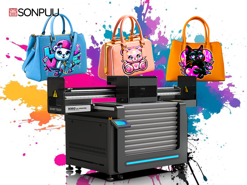 Sonpuu 9060 UV-tulostin voi tulostaa nahalle värikäillä, kestävillä ja naarmuuntumisesta kestävillä suunnitelmilla