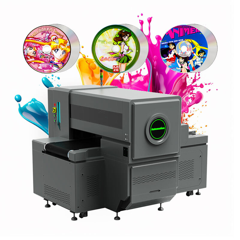 Industriell X60 UV-skrivare, utrustad med kraftfull prestanda för att uppnå ultra-hög produktionskapacitet, snabbt tryckning av anime-mönster på CD-skivor, möter stora orderbehov!