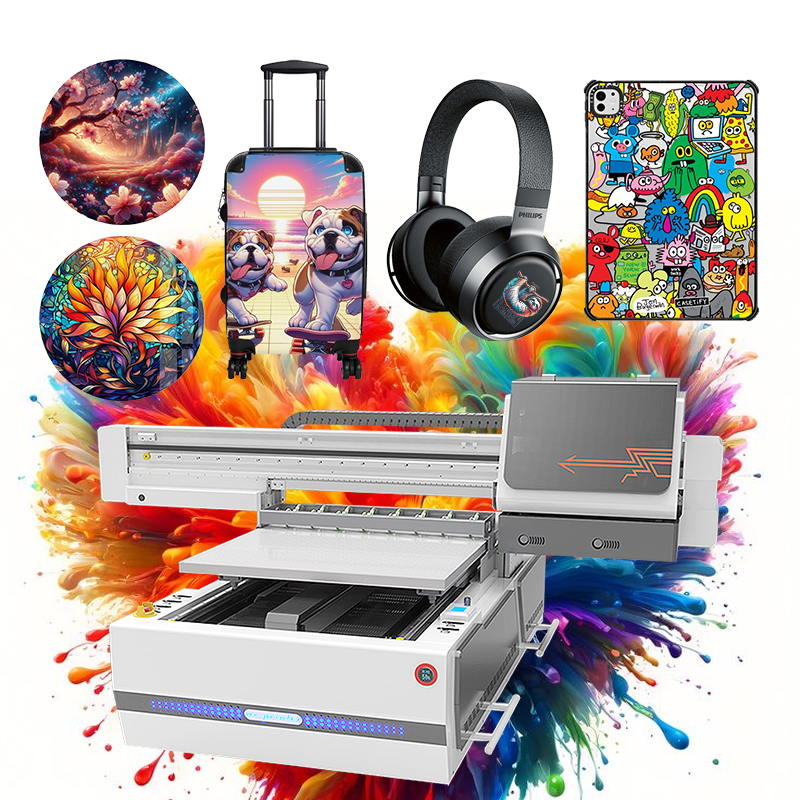 Sonpuu 6090 UV Drukarka cyfrowa z planszą do sprzedaży uniwersalna do wydruków na słuchawkach tabliczkach i bagażu