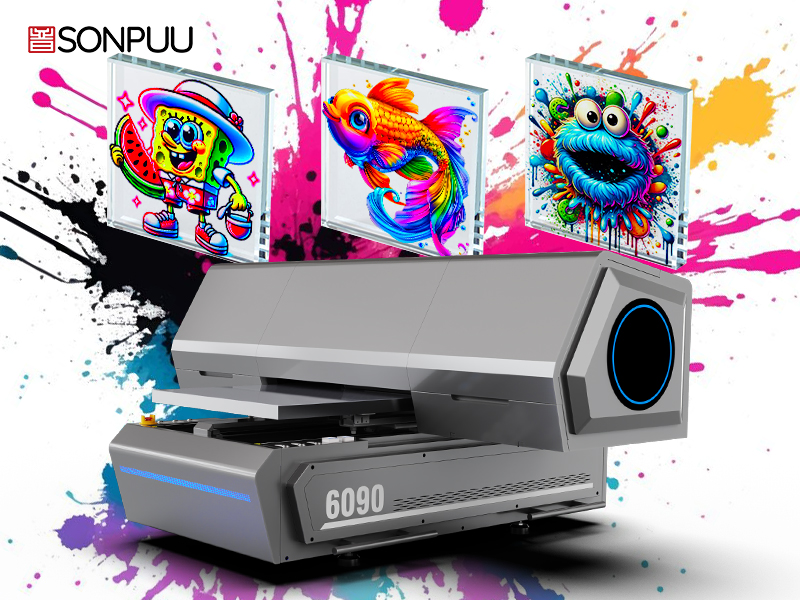 Sonpuu 6090 UV Printer idealny do druku UV na płytach akrylowych z wysoką precyzją i żywymi kolorami dla oszałamiających wyników