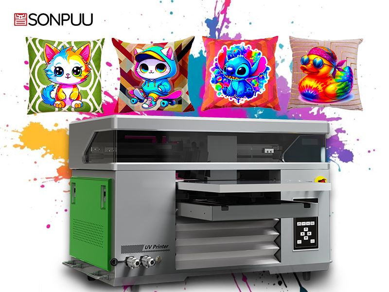 Sonpuu 4060 UV Flatbed Printer do druku uv dtf zapewnia żywe i trwałe nadruki na poduszkach na zamówienie