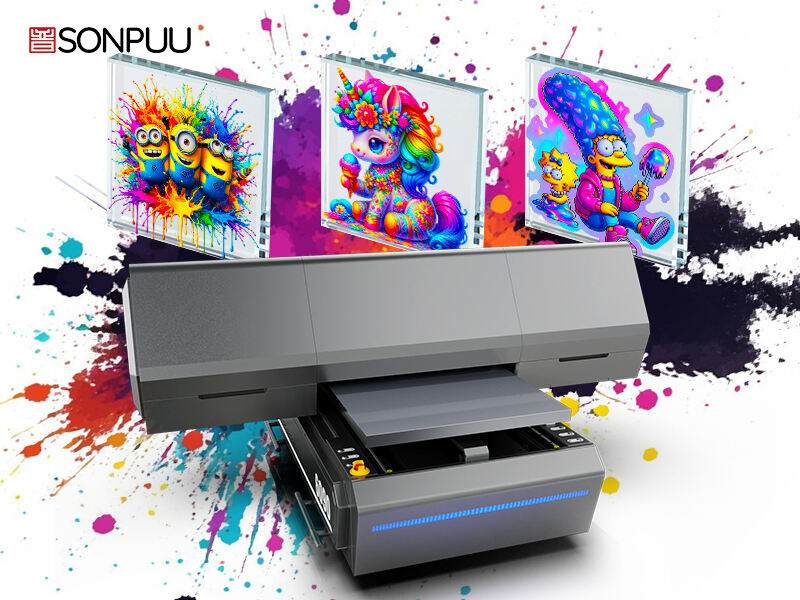 The 6090UV printer allows cartoon patterns to bloom with vibrant colors on acrylic, achieving precise creative output.