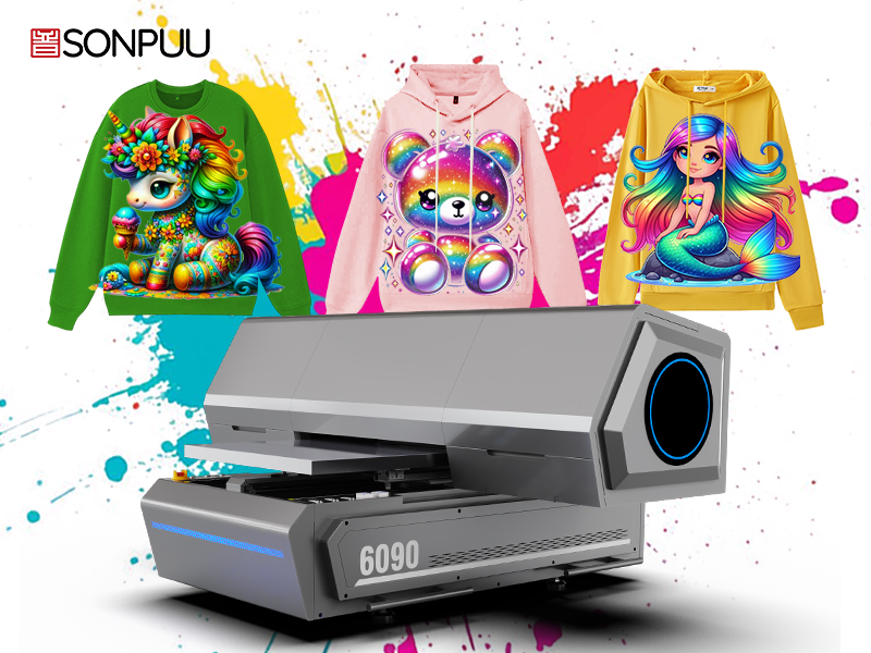 Sonpuu 6090 UV Printer for UV DTF Clothing Printing  Vibrant Durable Large Format Transfers for Custom Apparel Designs