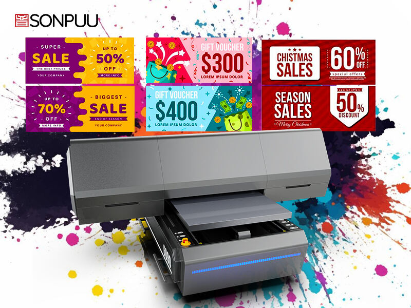 The 6090UV printer makes it easy to print coupons and vouchers, offering various styles to meet different marketing needs