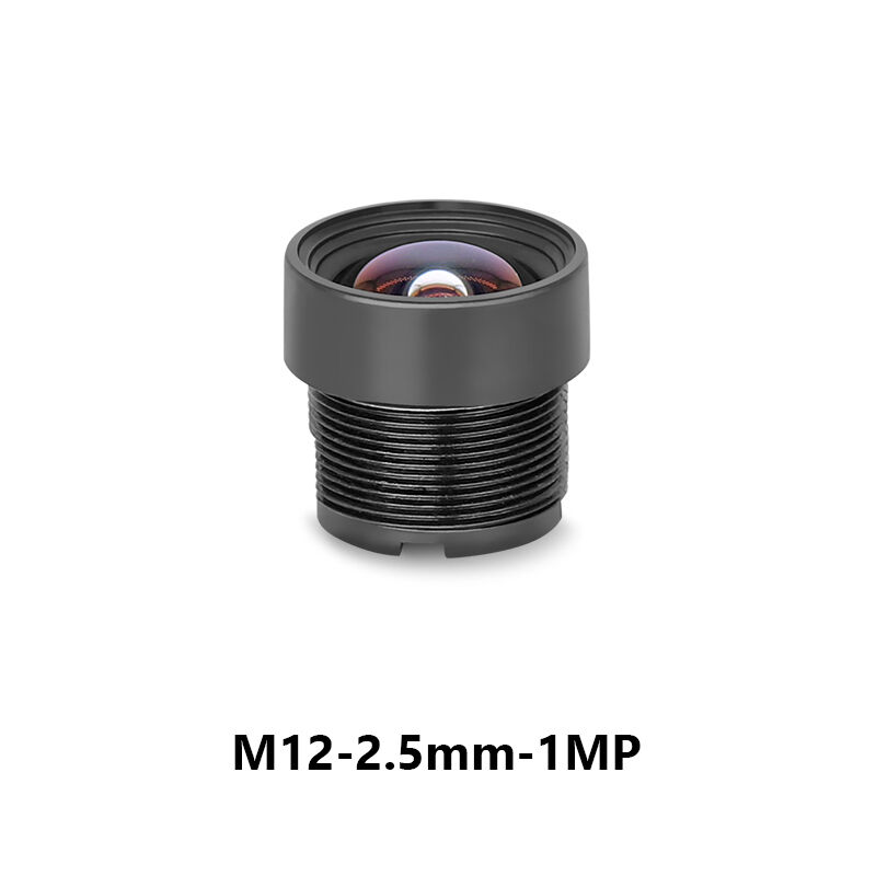 Lente M12 2,5 mm F2,2 de Foco Fixo 1MP Campo de Visão 90° Sem Distorção para Formato de Imagem 1/4"