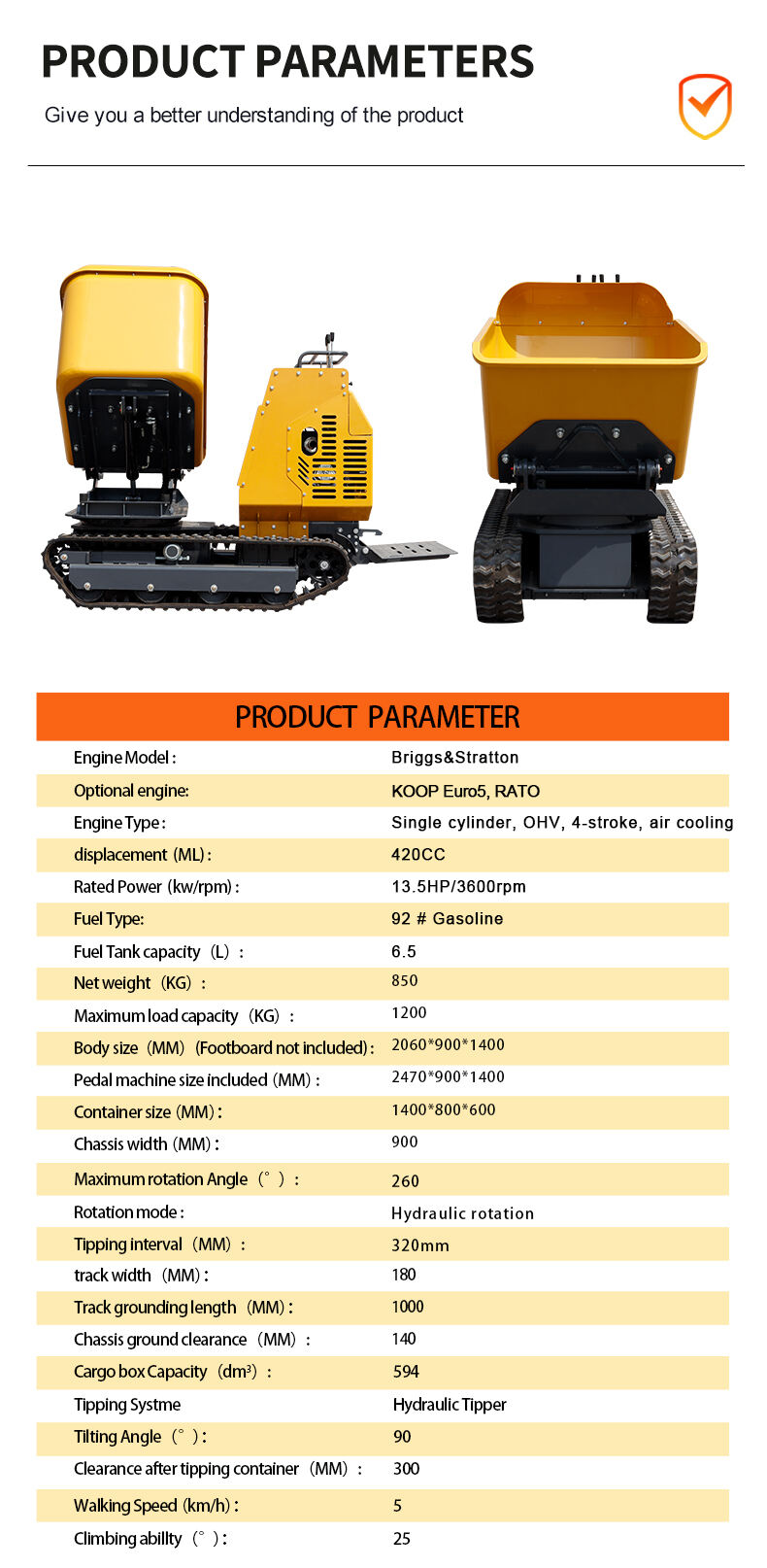 HTD1200 Rotation Mini Dumper