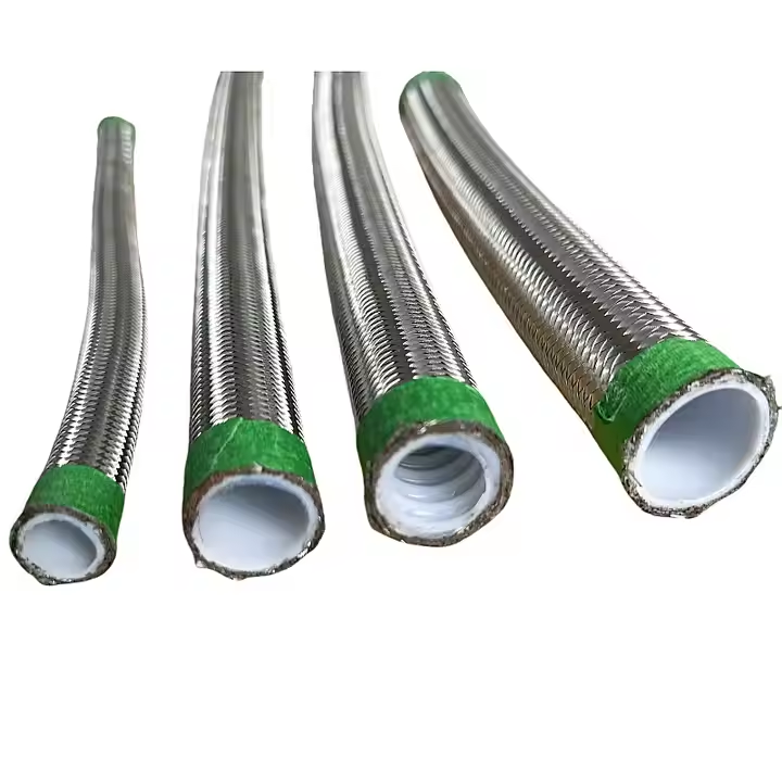 Braided Ptfe Hose Flexible Ptfe Convoluted Tube Stainless Steel Braided Corrugated Hose Hydraulic Line Ptfe Fuel Oil Pipe