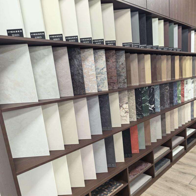 Họa tiết đá và vân gỗ đồng bộ | Tấm trang trí kỹ thuật số cao cấp tùy chỉnh phủ dầu hỗn hợp Ý | Dải viền cạnh cùng màu | Bộ ván nội thất sang trọng không cần sơn