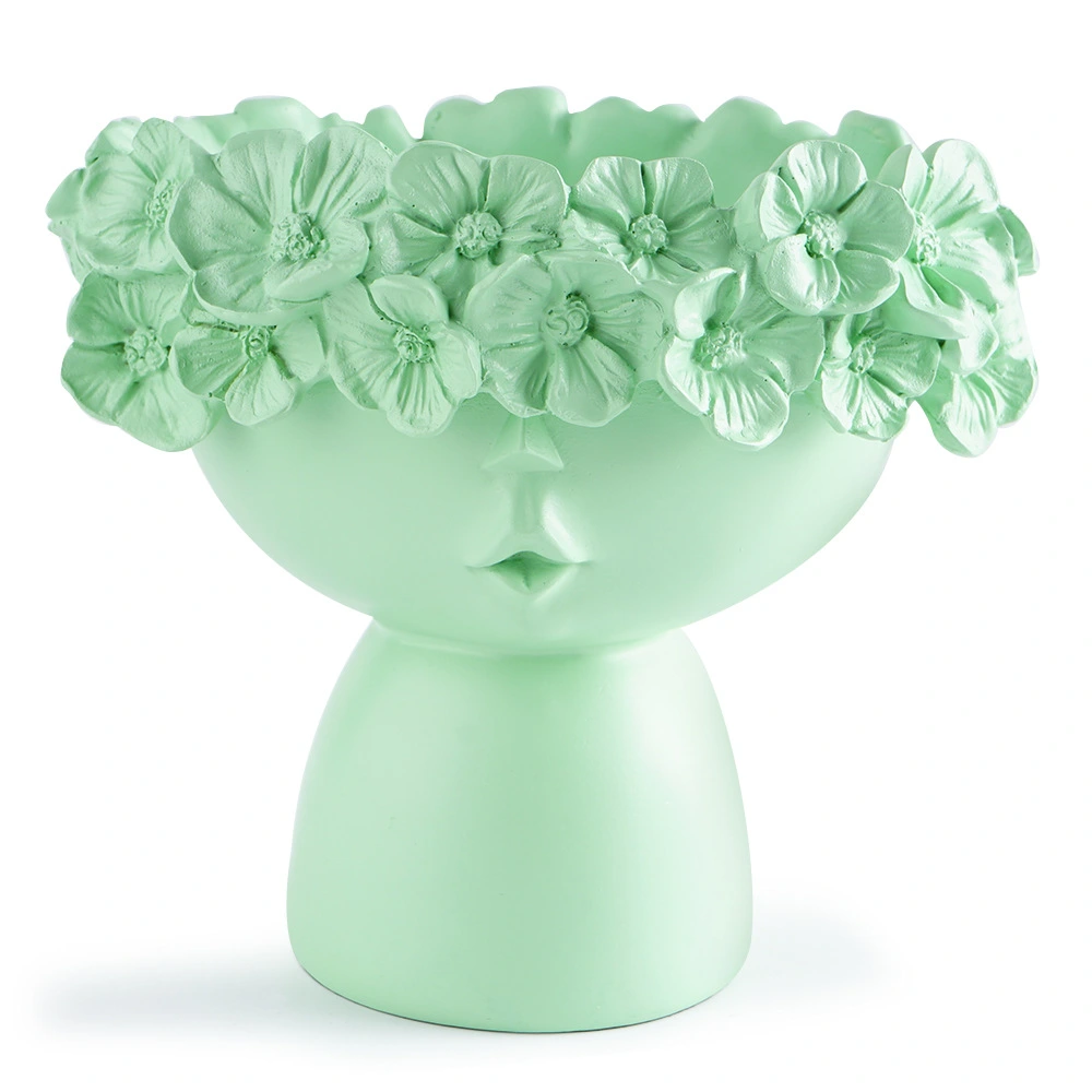 Concrete Face Head Flower Plant Planter Pot