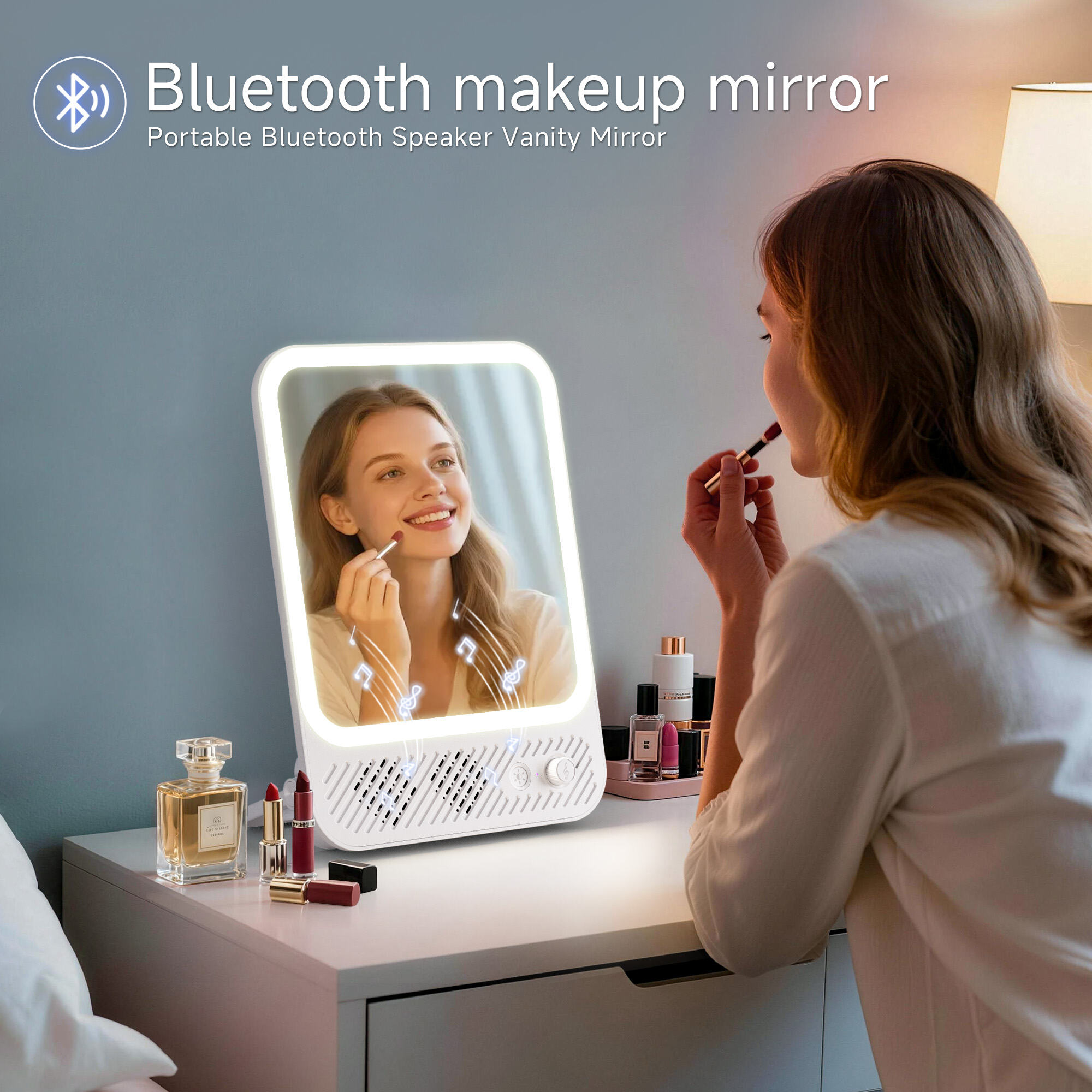 Portable Bluetooth Speaker Makeup Mirror – Smart LED Vanity Mirror for Modern Beauty Routines